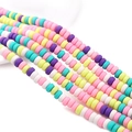 Flat round macaron color polymer clay heishi beads in strands for DIY jewelry making - 39cm/Strand Approx 110pcs 6x3mm Aperture 1mm / Pink and Purple Series