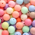 Perles rondes en acrylique mat aux couleurs macaron pour bijoux et colliers DIY - 14mm (Environ 34 Pcs/Pack de 50g) / Couleurs Mélangées Aléatoires