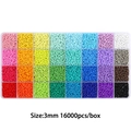 Rainbow 3mm glass seed bead DIY kit in 24-compartment storage box with 16000 pieces - 3mm (15g Per Grid) / 32 Grids Solid Color Beads
