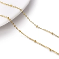 Golden copper beaded chain with oval links for DIY handmade necklace and bracelet crafts - 1.5 Positioning Bead Chain / 14K Gold Plated