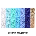 Kit de perles en argile polymère 6mm bleues et apprêts dorés dans une boîte de 28 cases - 6mm / Bleu Dégradé