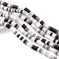Black grey and white flat polymer clay heishi beads for DIY jewelry making - 39cm/Strand Approx 110pcs 6x3mm Aperture 1mm / Black & White Series