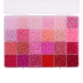 24-grid DIY jewelry kit with pink and red gradient seed beads in a clear storage box - 24-Grid Red Color Series
