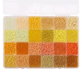DIY bead set with 24 yellow and orange gradient glass seed beads in a clear storage box - 24-Grid Yellow Color Series