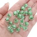 Handmade green glass beads with white polka dots for DIY jewelry making and crafts - 12x8mm (1 Piece/Pack) / Green Polka Dot