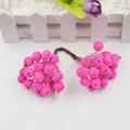 Vista de detalle de bayas artificiales rosas escarchadas para manualidades de coronas DIY - Juego de 20 Piezas / Rosa rojo