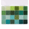 24-grid glass seed bead kit in various green shades for DIY jewelry making - 24-Grid Green Color Series