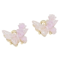 Ciondolo a farfalla glitter rosa viola con cornice dorata per creazione gioielli fai da te - Ciondolo a Farfalla con Fiore Viola / 12x10mm (Foro 1mm) / Oro
