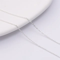 Silver-plated copper jewelry extender chain with small oval links for DIY necklace making - 1.0mm Flat O-Chain / Silver Plated