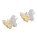 Ciondoli a farfalla dorati con sfumatura blu e gialla per la creazione di gioielli - Ciondolo a Farfalla con Fiore Blu / 12x10mm (Foro 1mm) / Oro