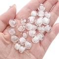 Transparent handmade glass beads with white roses and dots for DIY jewelry making - 12x8mm (1 Piece/Pack) / White Floral Polka Dot