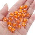 Orange lampwork glass bead with white polka dots and internal rose flower for DIY crafts - 12x8mm (1 Piece/Pack) / Orange Floral Polka Dot