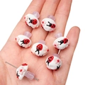 Handmade mushroom glass beads with red ladybug pattern for DIY jewelry crafts - 1 Piece (Approx. 17x16mm) / White with Strawberry and Small Flower Mushroom