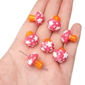Pink mushroom glass beads with white stars for DIY jewelry bracelets and necklaces - 1 Piece (Approx. 17x16mm) / Red with Stars and Blue Dots Mushroom