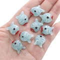 Perline a forma di pesce in vetro azzurro fatte a mano con strisce per gioielli fai-da-te - 18x15mm (Confezione da 1) / Azzurro