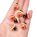 Colorful handmade lampwork mushroom beads for DIY jewelry and handicraft making - 1 Piece (Approx. 17x16mm) / Orange with Hearts and White Dots Mushroom