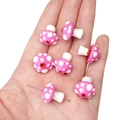 Hand-painted pink mushroom lampwork bead with white polka dots for DIY jewelry making - 1 Piece (Approx. 17x16mm) / Rose Red with White Dots Mushroom