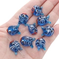 Perline in vetro a forma di pesce blu con strisce bianche per creazione gioielli DIY - 18x15mm (Confezione da 1) / Blu zaffiro