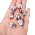 Handmade purple and brown polka dot mushroom lampwork glass beads for jewelry DIY - 1 Piece (Approx. 17x16mm) / Grey with White and Coffee Dots Mushroom