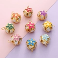 Golden hollow cloisonne flower bells in vibrant assorted enamel colors for DIY jewelry making - 18mm (50 Pieces/Pack) / Random Mixed Colors