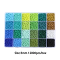 3mm glass seed beads kit in 24 colors with clear organizer box for DIY jewelry making - 24 Grids / Cool Color Series, 15g per Compartment, Approx. 12000 Pcs/Box