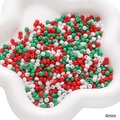 Mischung aus 4mm roten, weißen, grünen Weihnachtsperlen aus Glas für DIY-Schmuck - Solide Saatperlen / 20g Packung (Ca. 260 Stk, 4mm) / Rot Weiß Grün Gemischt