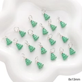 Miniature green enamel Christmas tree charms 8x13mm for DIY jewelry making - Green Christmas Tree Pendant (#25)