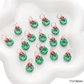 Christmas wreath alloy charms with red bow and 11x14mm size for DIY jewelry making - Donut Wreath (#27)