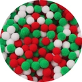Pompones de Navidad suaves en rojo, verde y blanco para decoraciones creativas de bricolaje - Estilo de Navidad / 1.5cm (100 Piezas/Paquete) / Rojo Verde Blanco