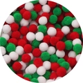 Pompones de Navidad rojos, verdes y blancos para manualidades y decoraciones DIY - Estilo de Navidad / 0.8cm (200 Piezas/Paquete) / Rojo Verde Blanco