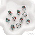 Kerstglaskralen 14x16mm met zuurstok- en strikmotieven voor het maken van DIY-sieraden - Zuurstok (#5)