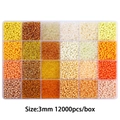 DIY bead set with 12000pcs 3mm seed beads in a 24-grid organizer box for jewelry making - Yellow Series (12000pcs)