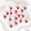 Red 9x15mm metal bell charms with white wave pattern for DIY jewelry making - Red Bell (#34)