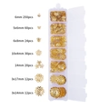 Opbergdoos met 7 vakken gevuld met gouden kralenkapjes en diverse sieradenonderdelen - Bloemkralenkapjes Set / Goud