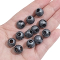 Donkergrijze metallic acryl kralen met drie gaten voor DIY armbanden en handwerk maken - 8x6mm (5 Stuks/Verpakking) / Zwart