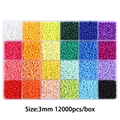 24-color 3mm glass seed bead set in clear plastic organizer box for DIY jewelry making - 24 Grids / 3mm Solid Color Series Seed Beads, Approx. 12,000 Pcs/Box, 15g Per Grid