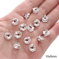 Silver flower bead spacer cap 10x5mm for DIY jewelry making displayed on a palm - Double-Sided Lotus / 10 Pieces/Pack (10x5mm) / Silver