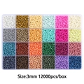 24-color 3mm glass seed beads set for DIY jewelry making with transparent storage box - 24 Grids / 3mm Pearlescent Series Seed Beads, Approx. 12,000 Pcs/Box, 15g Per Grid