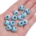 Perles rondes en acrylique bleu clair nacré avec double trous pour bijoux DIY - 8x6mm (5 Pièces/Pack) / Bleu