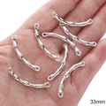 Silver bamboo joint curved connector tubes for DIY handmade jewelry bracelets, 33mm length - Bamboo Semi-bracelet Connector / 1 Piece/Pack (33mm) / Silver