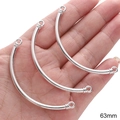 DIY silver alloy curved tube connector for jewelry making with 63mm length detail - Smooth Semi-bracelet Connector / 1 Piece/Pack (63mm) / Silver