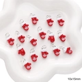 Colgante de guante navideño rojo con copo de nieve para pulsera DIY 10x15mm - Colgante de Guante Esmaltado / 1 Pieza (10x15mm, Agujero 5mm) / Guante Rojo con Borde Blanco
