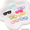 Lot de 10 breloques yeux de dessin animé 37mm x 12mm en acrylique style pixel pour bijoux DIY - Style Lunettes Pixel Mosaïque (37x12mm) / 5 Pièces/Paquet / Multicolore