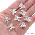 Silver alloy butterfly charm 15x16mm for DIY jewelry making displayed in palm - Butterfly / 2 Pieces/Pack (15x16mm) / Silver