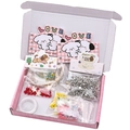 DIY puppy themed beaded jewelry kit with colorful beads and elastic cord in a pink box - Dog Animal Series Material Kit