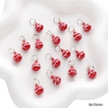 Colgantes navideños rojos en forma de bombilla con patrones ondulados blancos, 9x15mm - Colgante de Lágrima de Lunares / 1 Pieza (9x15mm, Agujero 5mm) / Rojo