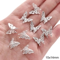 Set of 10 hollow silver butterfly alloy charms for DIY jewelry making, 15x14mm size - Butterfly / 5 Pieces/Pack (15x14mm) / Silver