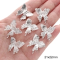 Pack of 6 silver hollow butterfly alloy pendants for DIY jewelry, size 21x22mm - Butterfly / 2 Pieces/Pack (21x22mm) / Silver