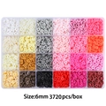 Kit de 24 couleurs de perles en argile polymère 6mm, 3720 perles plates en boîte - Couleur Contraste Rouge et Gris
