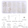 Comprehensive DIY jewelry making kit with silver metal findings and tools in storage box - Silver